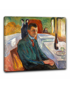 Quadro autoritratto con bottiglia di vino di edvard munch