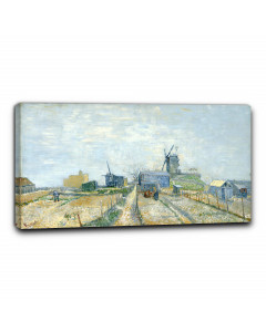 Quadro mulini a vento e orti a montmartre di vincent van gogh