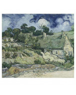 Niik stampa su tela cottage con tetto di paglia di vincent van gogh 71x63cm poster quadro canvas