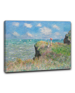 Quadro passeggiata sulla scogliera a pourville di claude monet